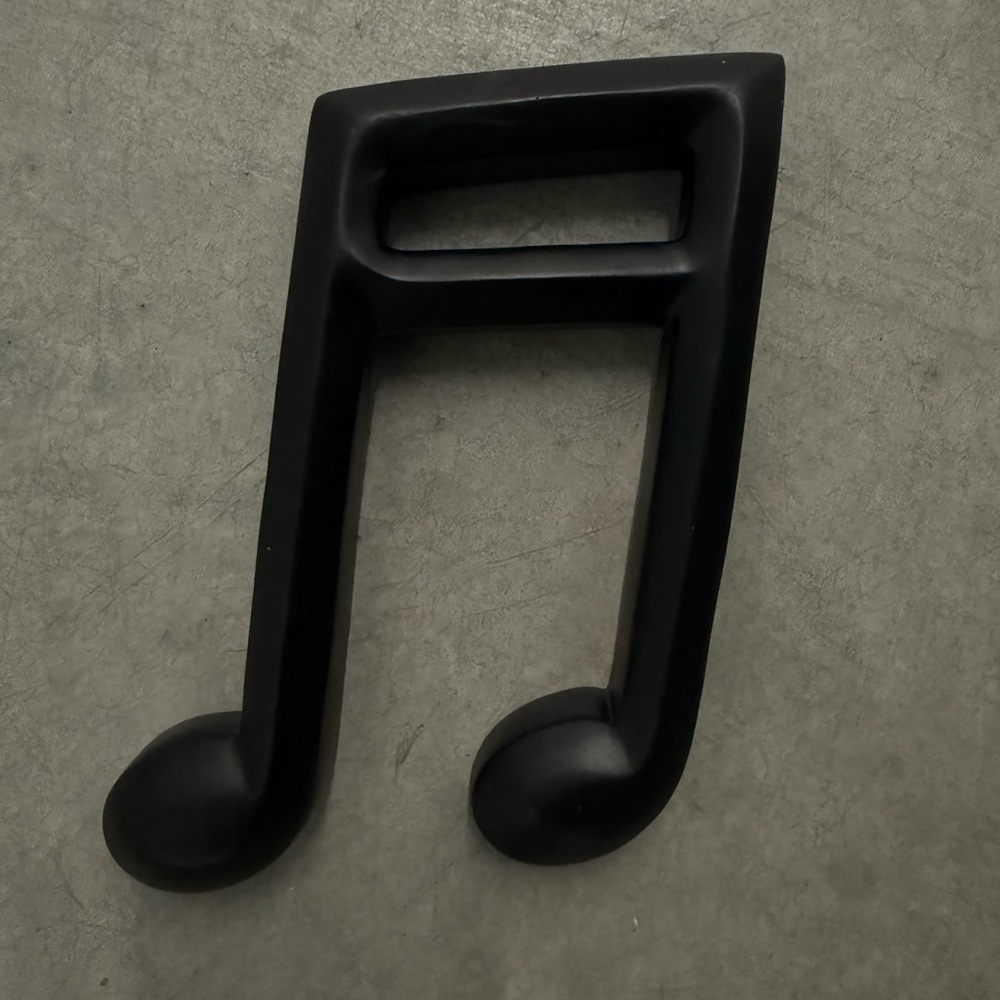 Black Resin 🎵 Musical Note With Hangers To Place On Wall 8-1/2” x 4-3/4” X 1”